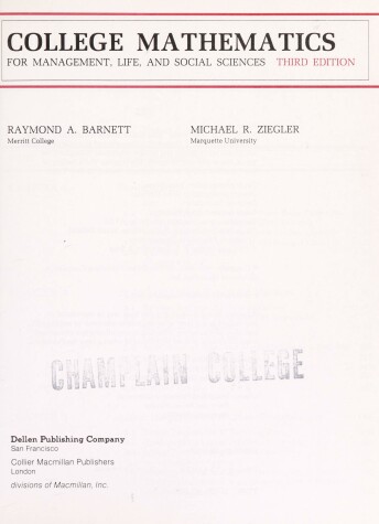 Book cover for College Mathematics Management