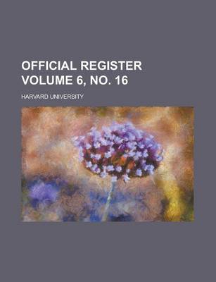 Book cover for Official Register Volume 6, No. 16