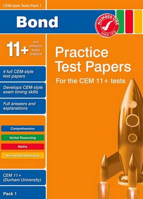 Book cover for Bond CEM Style 11+ Practice Test Papers 1 - All Questions