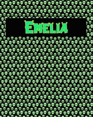 Book cover for 120 Page Handwriting Practice Book with Green Alien Cover Emelia