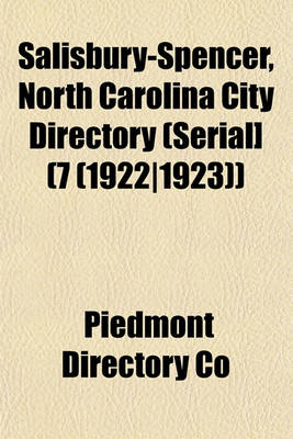 Book cover for Salisbury-Spencer, North Carolina City Directory (Serial] (7 (1922-1923))