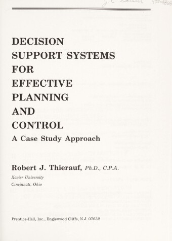 Book cover for Decision Support Systems for Effective Planning and Control