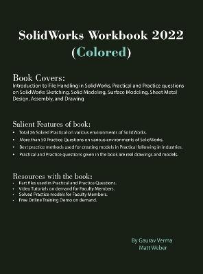 Book cover for SolidWorks Workbook 2022 (Colored)