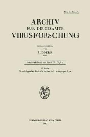 Cover of Morphologische Befunde bei der bakteriophagen Lyse