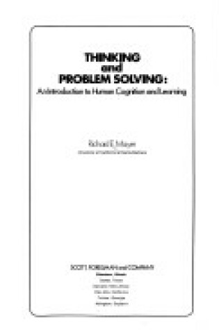 Cover of Thinking and Problem Solving