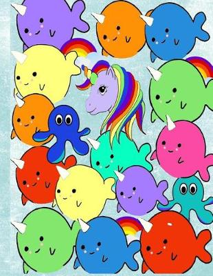 Book cover for Cute Kawaii Baby Narwhals Unicorn Rainbow Notebook