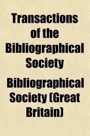 Cover of Transactions of the Bibliographical Society (Volume 8)