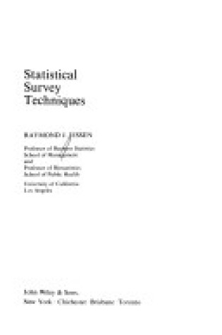 Cover of Statistical Survey Techniques