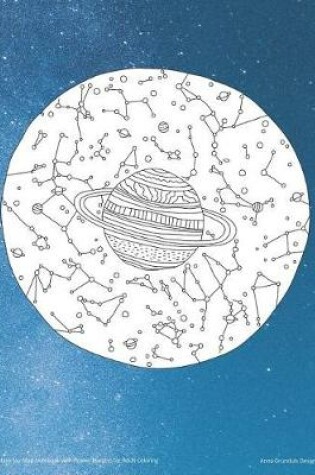 Cover of Galaxy Sky Map Notebook with Flower Margins for Adult Coloring