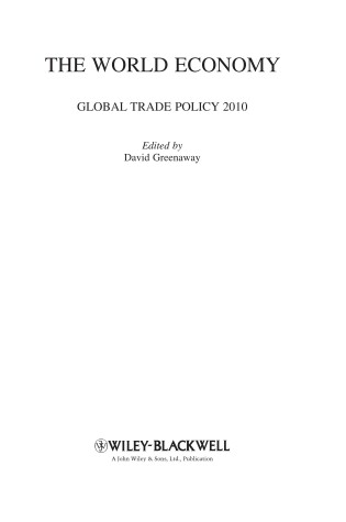 Cover of The World Economy – Global Trade Policy 2010