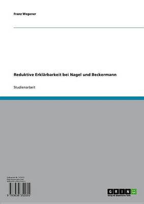 Book cover for Reduktive Erklarbarkeit Bei Nagel Und Beckermann