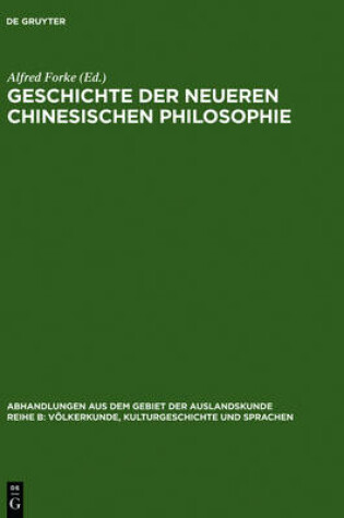Cover of Geschichte Der Neueren Chinesischen Philosophie