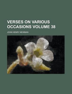 Book cover for Verses on Various Occasions Volume 38