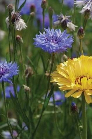 Cover of A Bright Yellow Marigold and Blue Cornflowers Gardening Journal