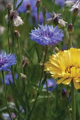 Book cover for A Bright Yellow Marigold and Blue Cornflowers Gardening Journal