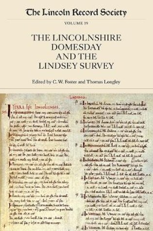 Cover of The Lincolnshire Domesday and the Lindsey Survey