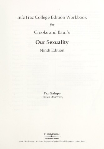 Book cover for Infotr Wkbk Our Sexuality 9e