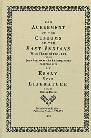 Cover of Agreement of the Customs of the East Indians and the Jews