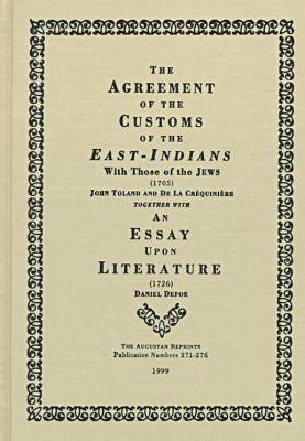 Cover of Agreement of the Customs of the East Indians and the Jews