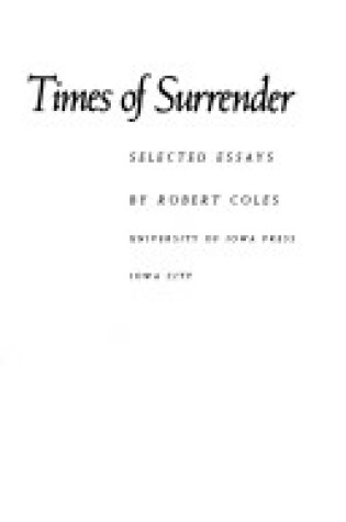 Cover of Times of Surrender