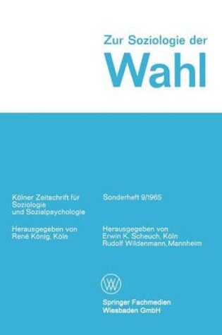 Cover of Zur Soziologie Der Wahl