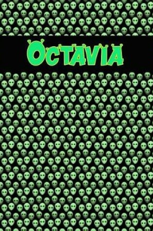 Cover of 120 Page Handwriting Practice Book with Green Alien Cover Octavia