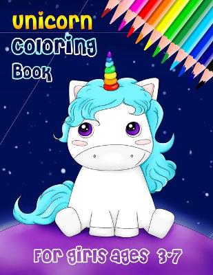 Book cover for unicorn coloring book for girls ages 3-7