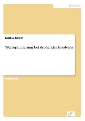 Book cover for Wertoptimierung bei drohender Insolvenz