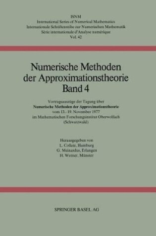 Cover of Numerische Methoden der Approximationstheorie