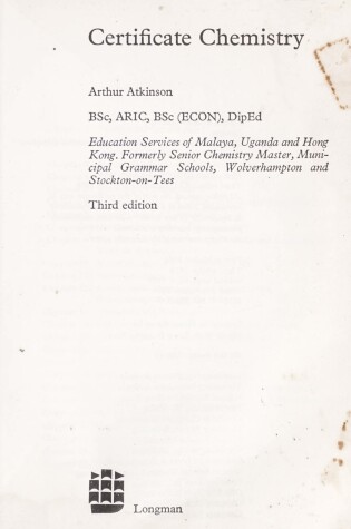 Cover of Certificate Chemistry