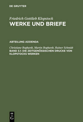 Book cover for Die zeitgenoessischen Drucke von Klopstocks Werken