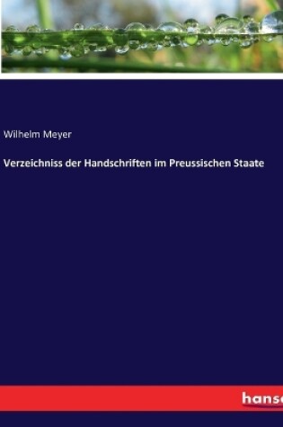 Cover of Verzeichniss der Handschriften im Preussischen Staate