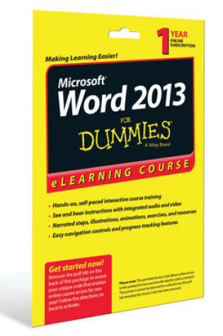 Cover of Word 2013 For Dummies eLearning Course Access Code Card (12 Month Subscription)