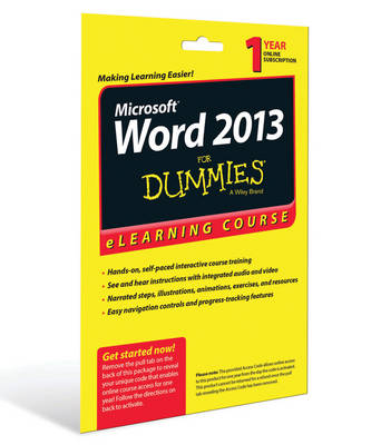 Book cover for Word 2013 For Dummies eLearning Course Access Code Card (12 Month Subscription)