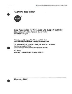 Book cover for Crop Production for Advanced Life Support Systems - Observations from the Kennedy Space Center Breadboard Project