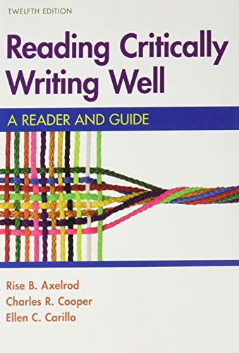 Book cover for Reading Critically, Writing Well 12e & Documenting Sources in APA Style: 2020 Update