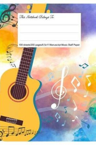 Cover of Staff Paper Blank Manuscript Musical Notebook, 12 Staves, 8.5.X 11, Cool Notes