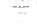 Book cover for Speaking a New Classicism