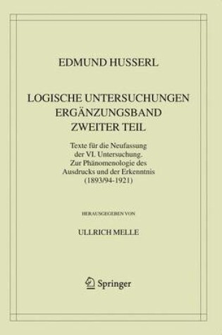 Cover of Logische Untersuchungen. Erganzungsband. Zweiter Teil.