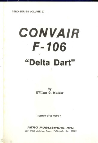 Book cover for Convair F-106, "Delta Dart"