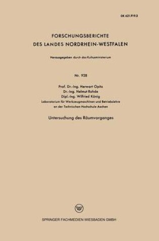 Cover of Untersuchung Des Raumvorganges