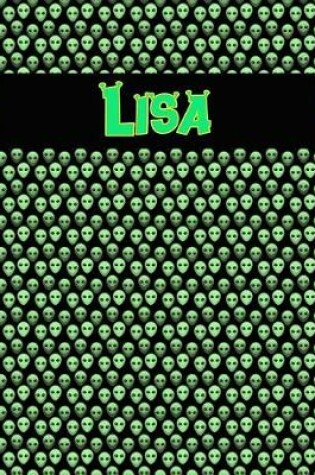 Cover of 120 Page Handwriting Practice Book with Green Alien Cover Lisa