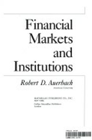 Cover of Financial Markets and Institutions