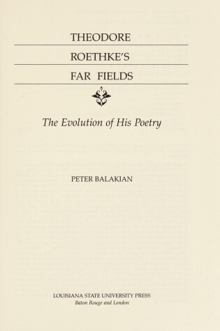 Cover of Theodore Roethke's Far Fields