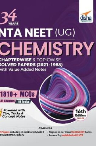 Cover of 34 Years NTA NEET (UG) CHEMISTRY Chapterwise & Topicwise Solved Papers with Value Added Notes (2021 - 1988) 16th Edition