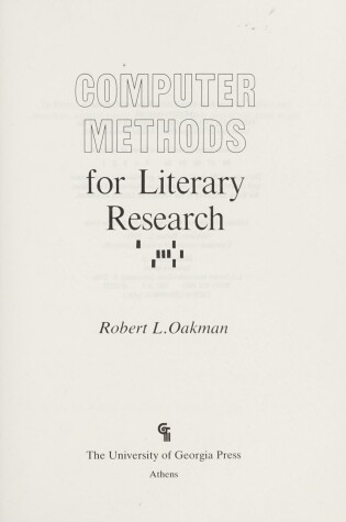 Cover of Computer Methods for Literary Research
