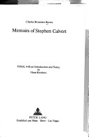 Cover of Charles Brockden Brown- Memoirs of Stephen Calvert