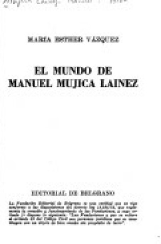 Cover of El Mundo de Manuel Mujica Lainez