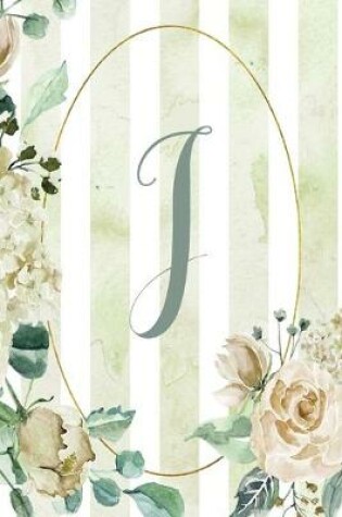 Cover of Notebook 6"x9", Letter J, Green Stripe Floral Design