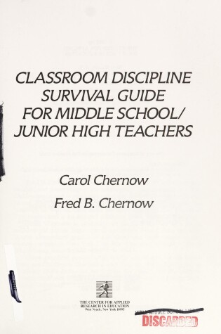 Cover of Classroom Discipline Survival Guide for Middle School/Junior High Teachers